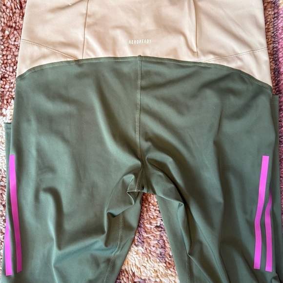 Adidas Green and Tan Color Block Leggings - Picture 5 of 9